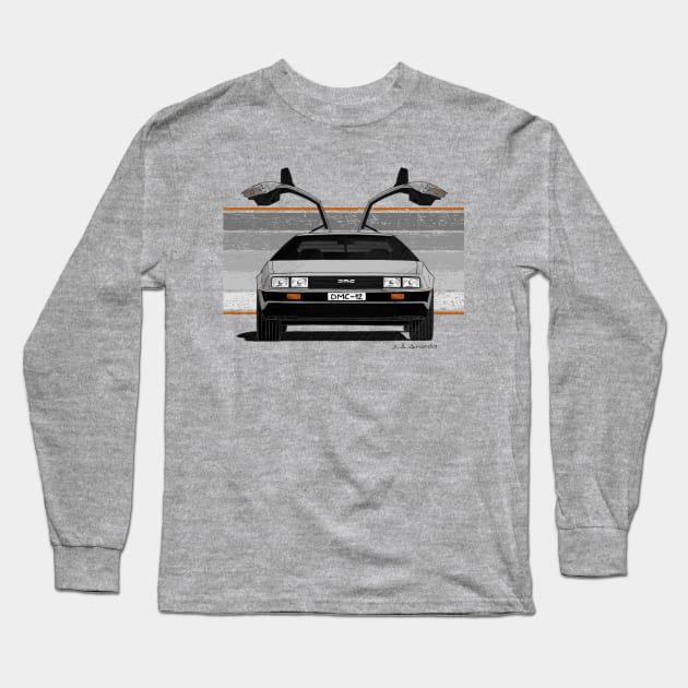 My drawing of the DeLorean DMC-12 in front view Long Sleeve T-Shirt by jaagdesign